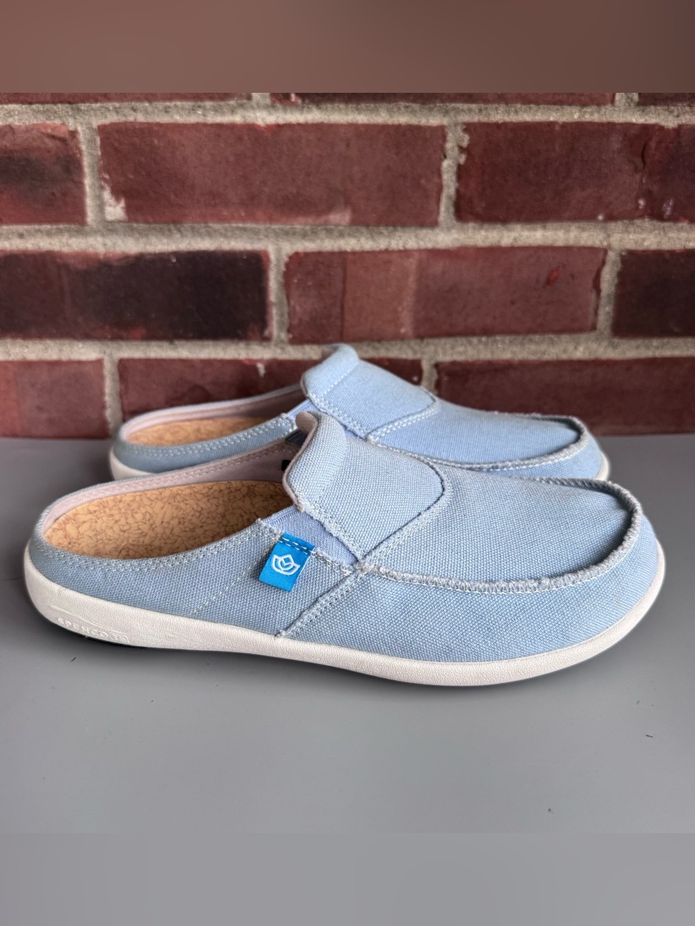 Spenco Women’s US 8 Light Blue Canvas Comfort Mule Slip On Shoes Orthotic Casual